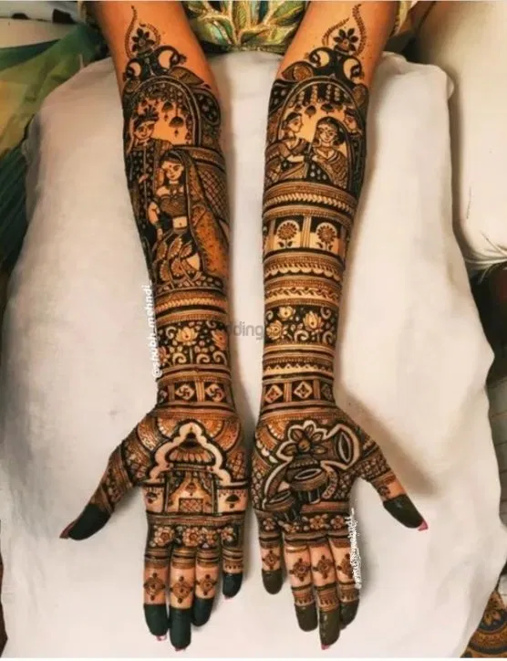 Back Hand Mehndi Design with Figures