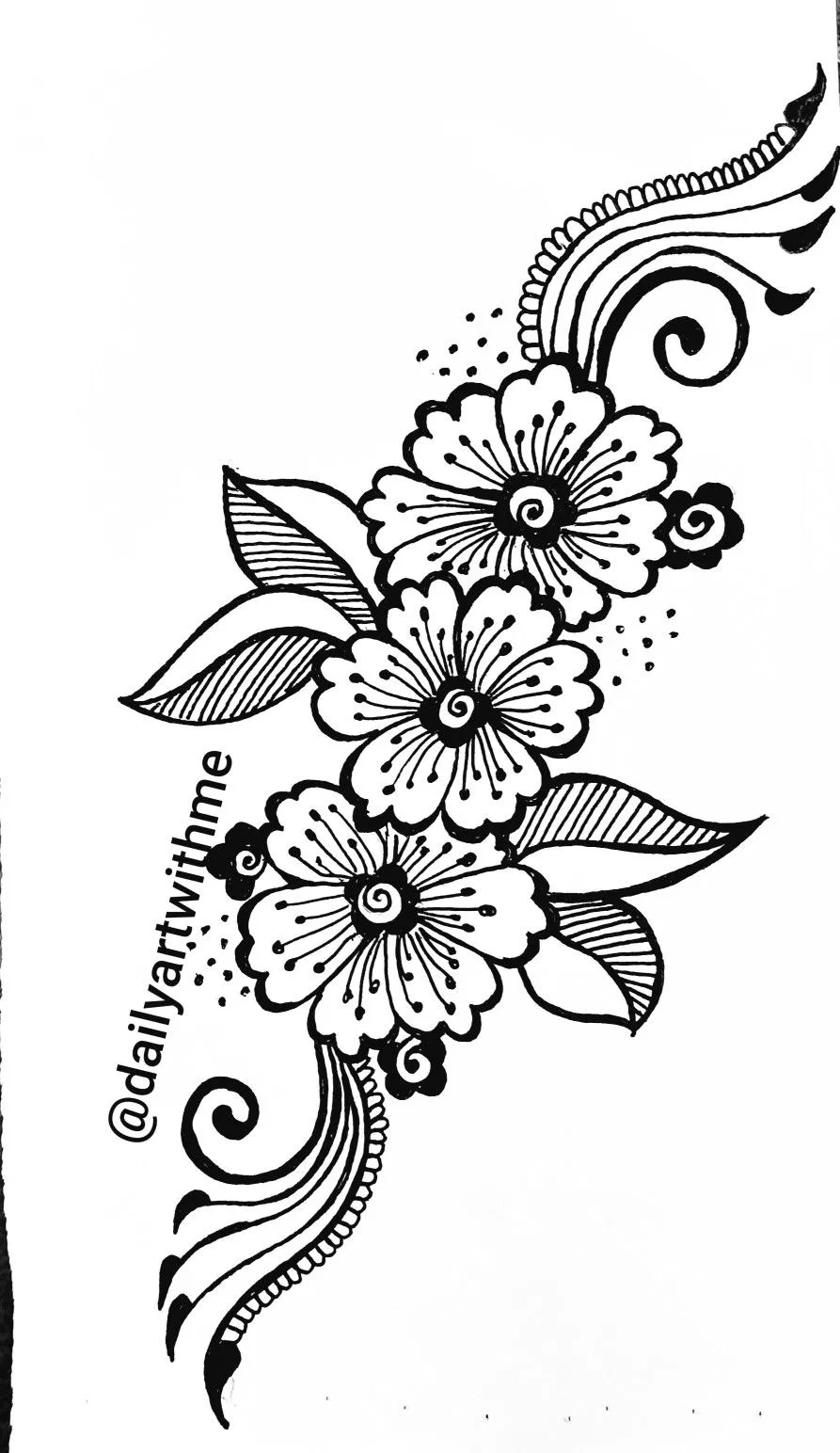 Simple Mehndi Design with Flowers