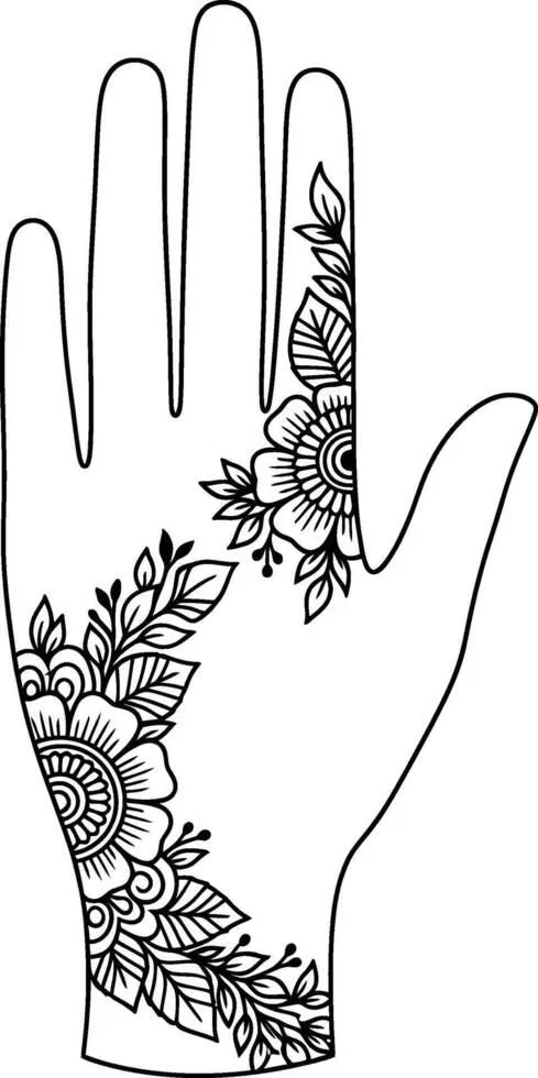 Arabic Simple Mehndi Design with Gol Tikki and Flowers
