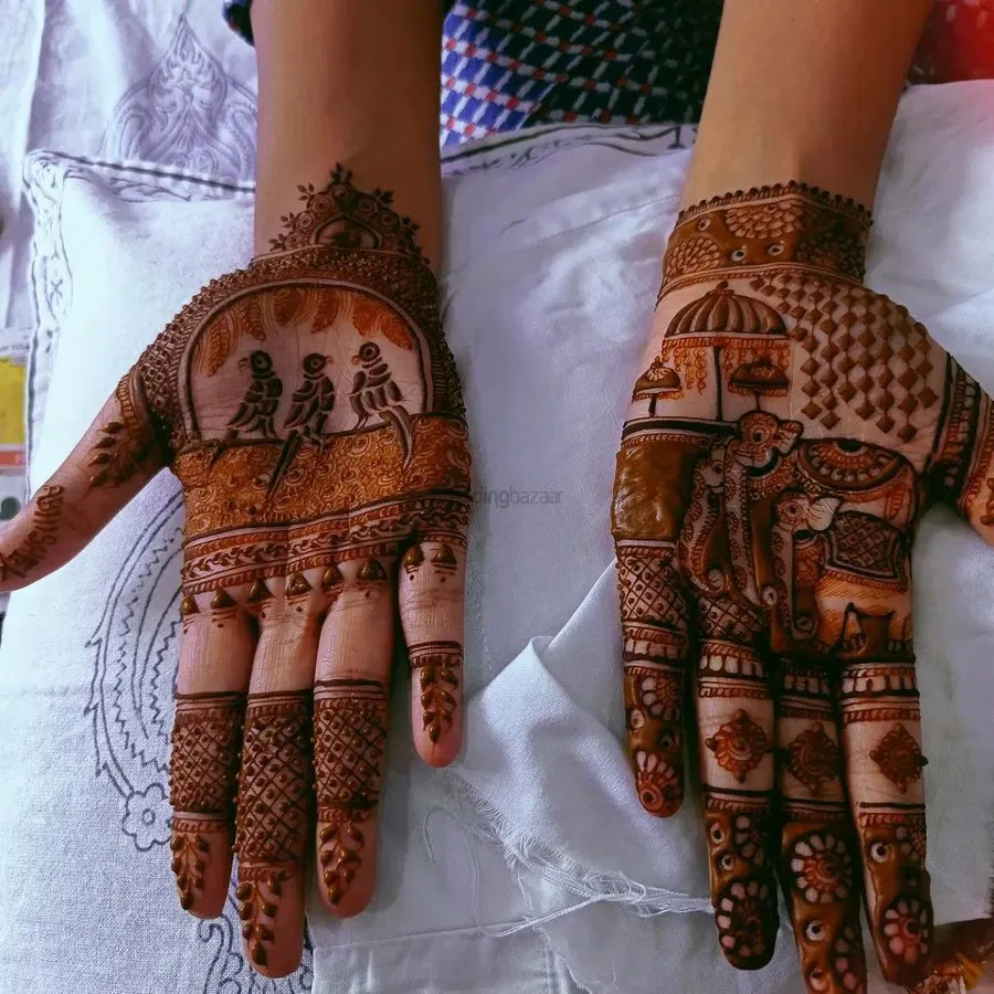 Front Hand Mehndi Design with Figures