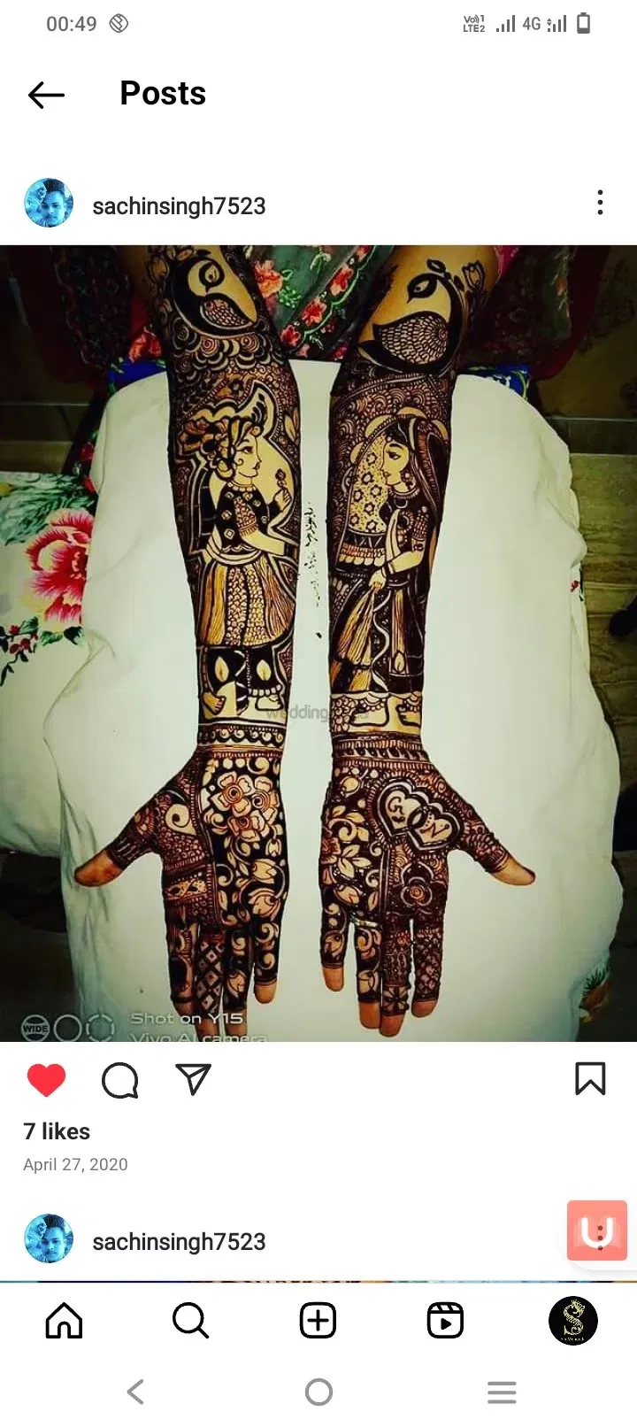 Back Hand Mehndi Design with Figures