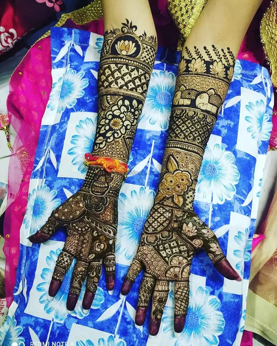 Front Hand Mehndi Design with Figures