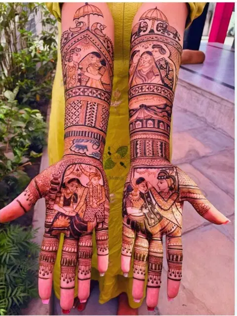 figure full hand mehndi design