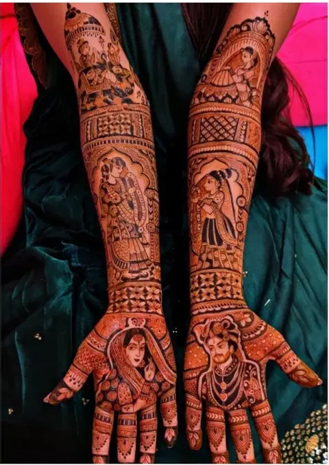 figure full hand mehndi design