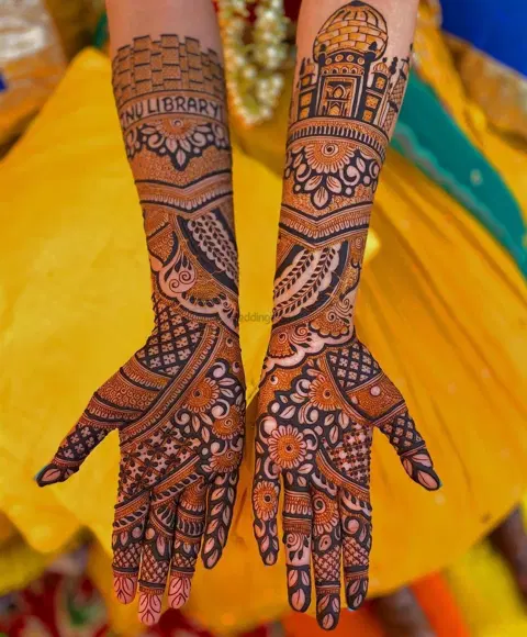 figure full hand mehndi design