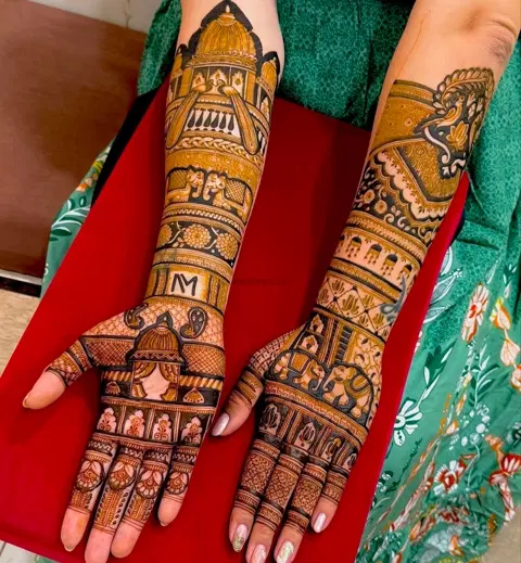 figure full hand mehndi design