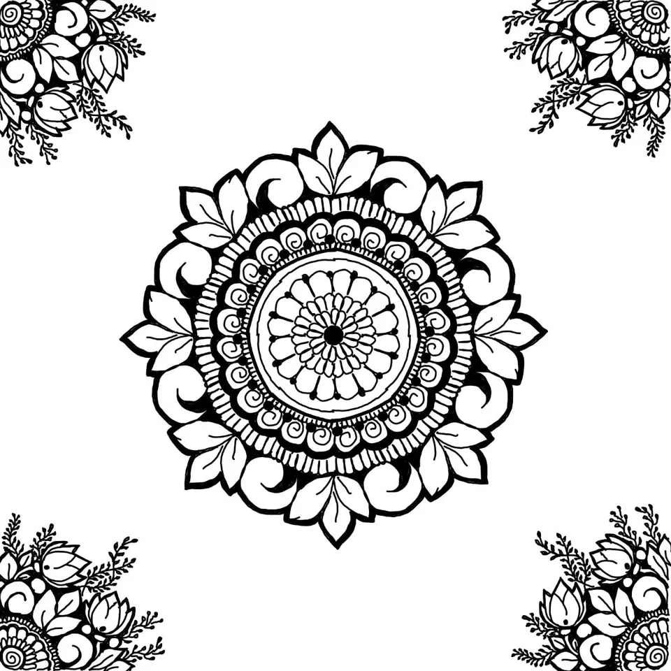 Bridal Indian Mehndi Design with Gol Tikki, Flowers and Lotus