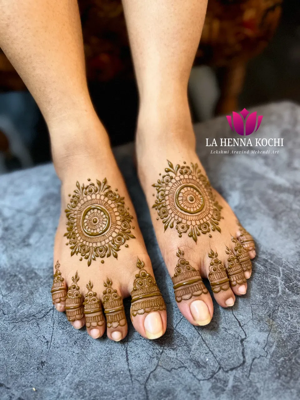 Back Hand Mehndi Design with Gol Tikki and Lotus