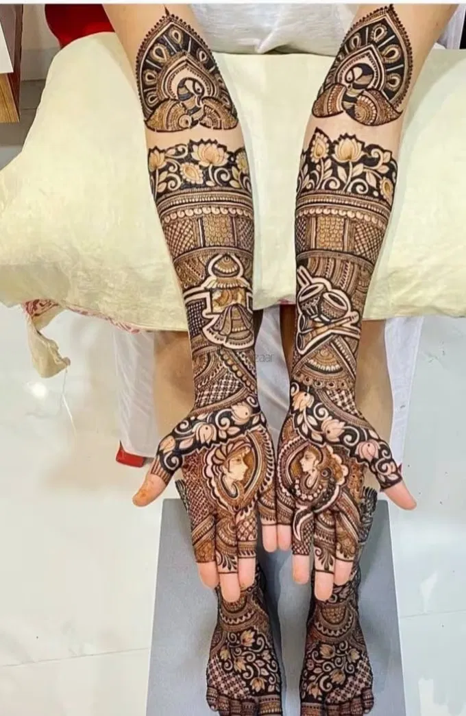 Full Hand Mehndi Design with Figures