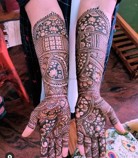 figure full hand mehndi design