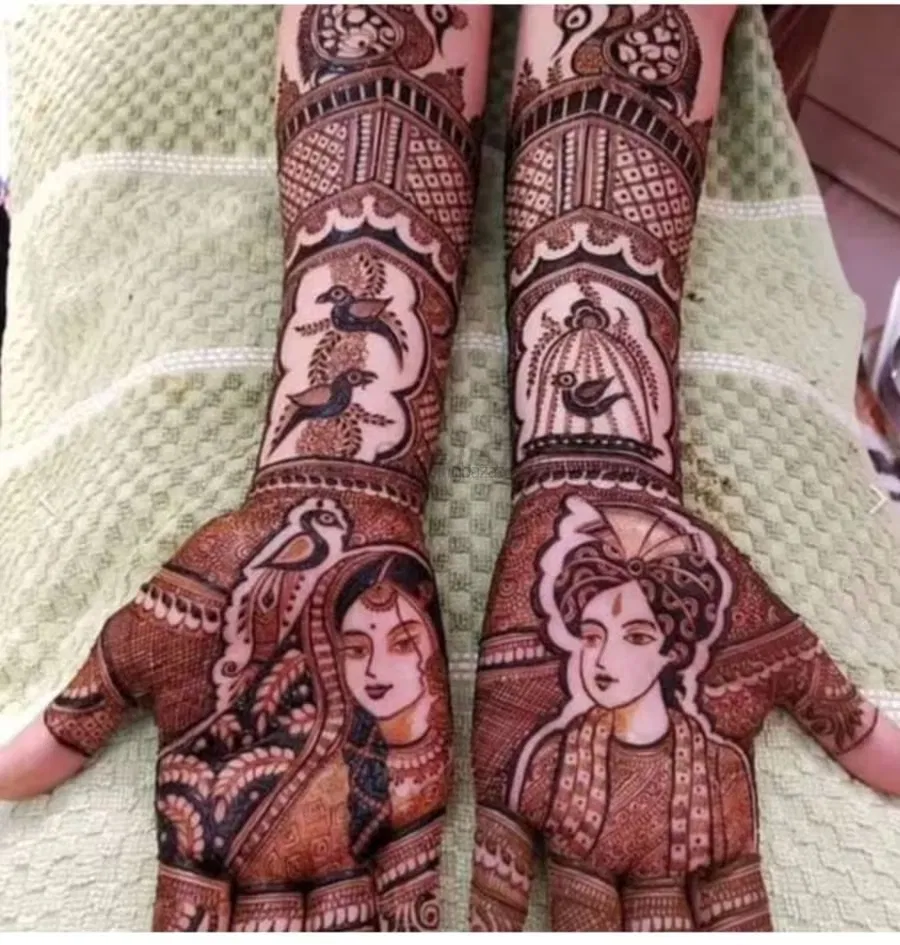 Front Hand Mehndi Design with Figures