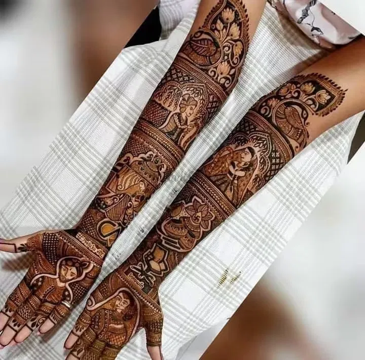 Front Hand Mehndi Design with Figures
