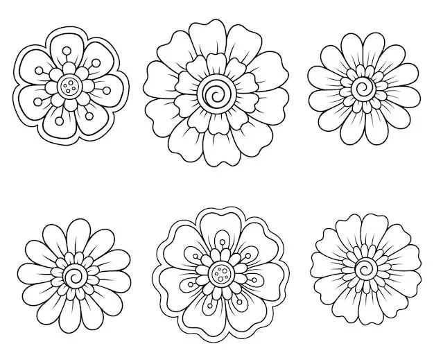 Indian Mehndi Design with Gol Tikki, Flowers and Lotus