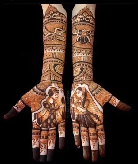 Front Hand Mehndi Design with Figures (2)