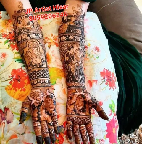 figure full hand mehndi design