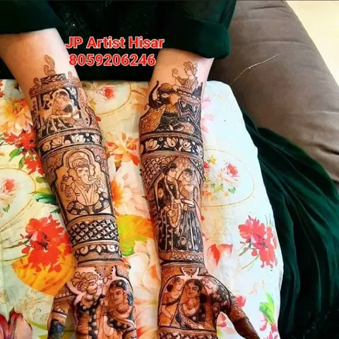figure full hand mehndi design