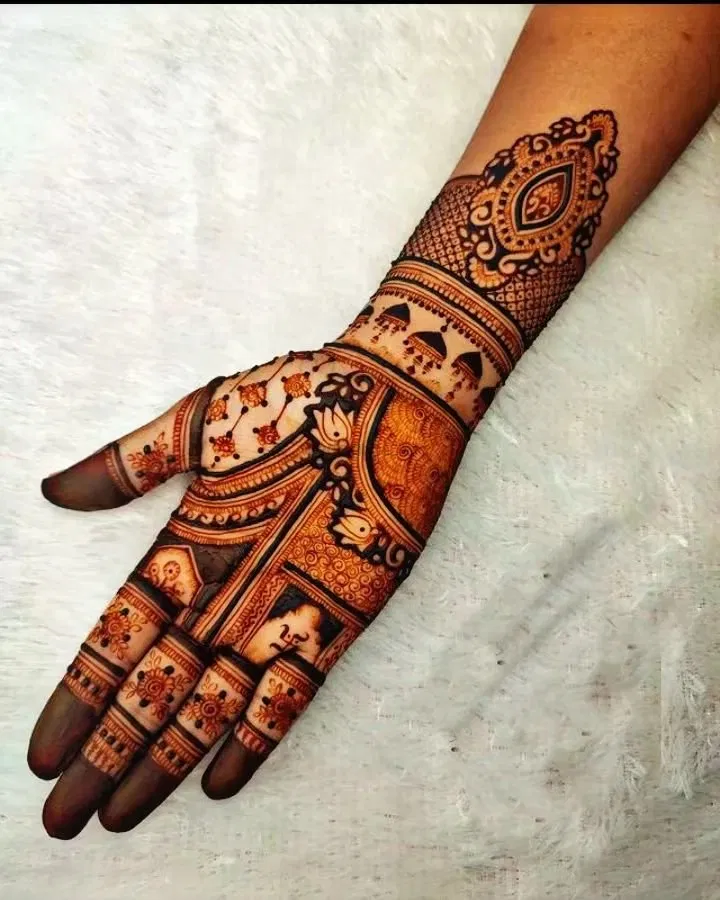 Back Hand Mehndi Design with Figures