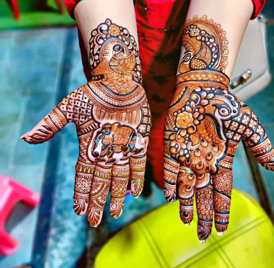 Back Hand Mehndi Design with Figures