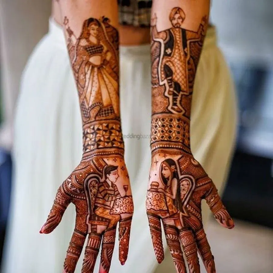 Front Hand Mehndi Design with Figures