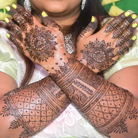 figure full hand mehndi design