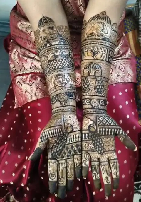 figure full hand mehndi design