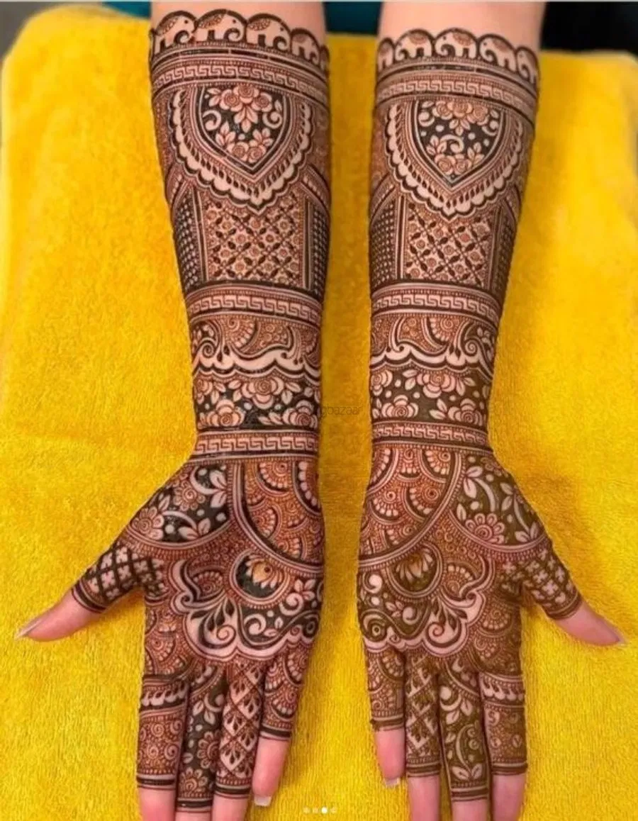 Front Hand Mehndi Design with Figures