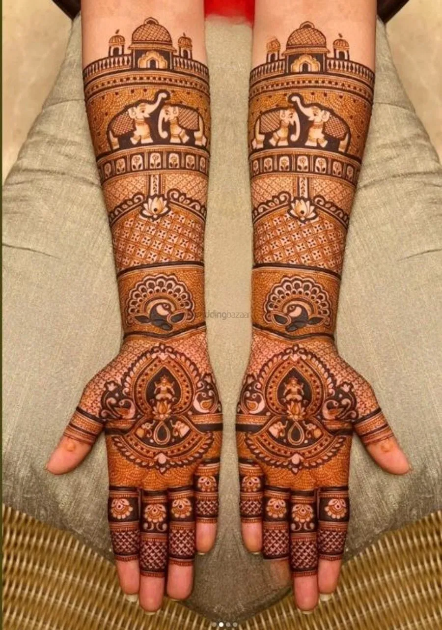 Front Hand Mehndi Design with Figures (2)