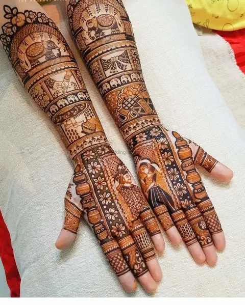 figure full hand mehndi design