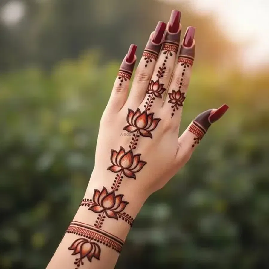 Arabic Simple Mehndi Design with Lotus
