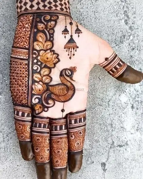 peacock back hand mehndi design