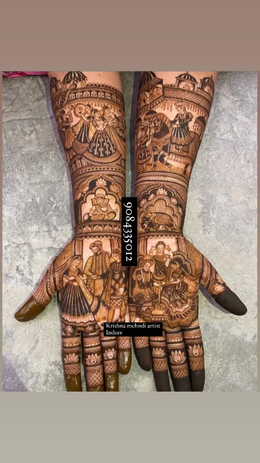Full Hand Mehndi Design with Figures (2)