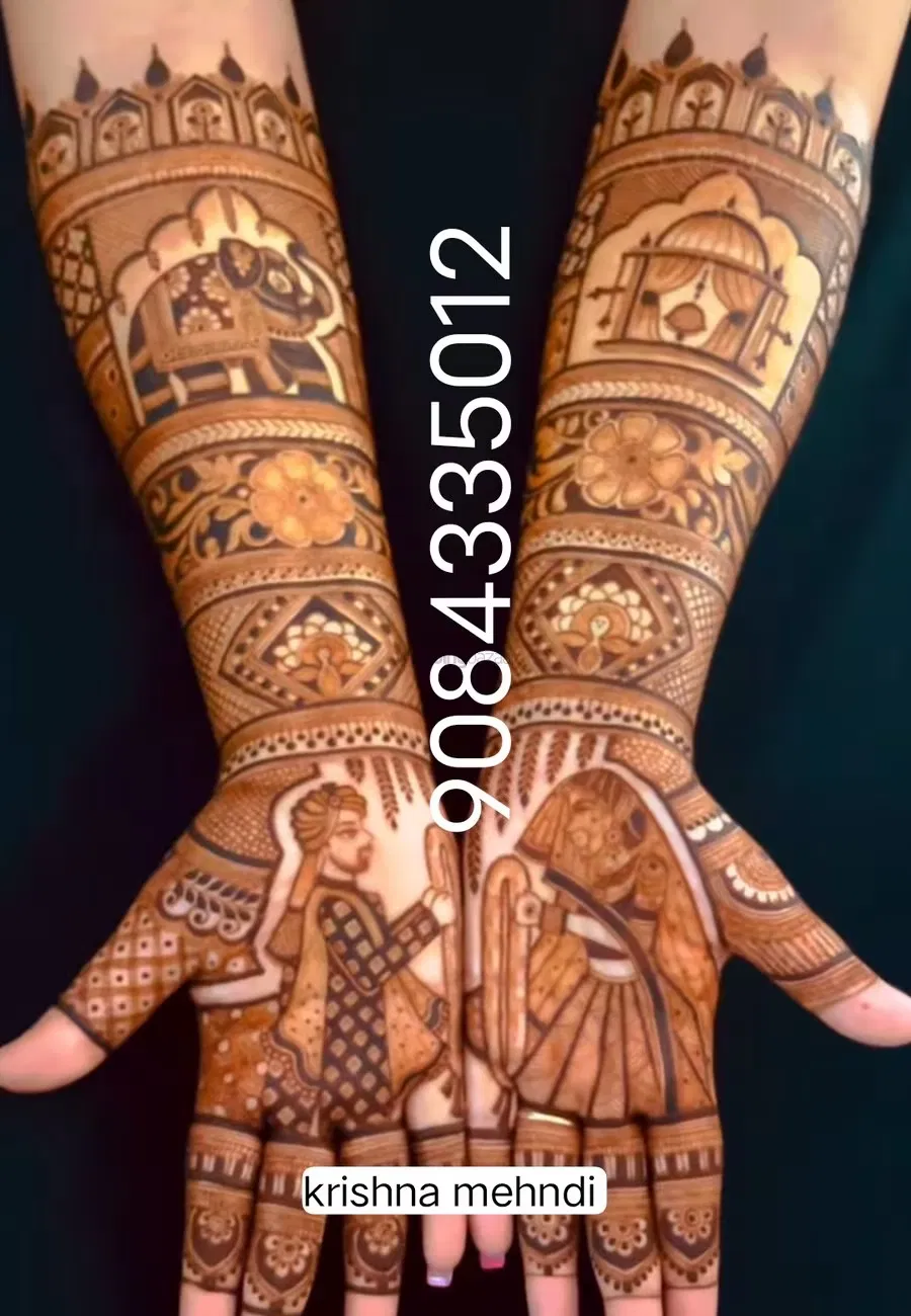 Front Hand Mehndi Design with Figures