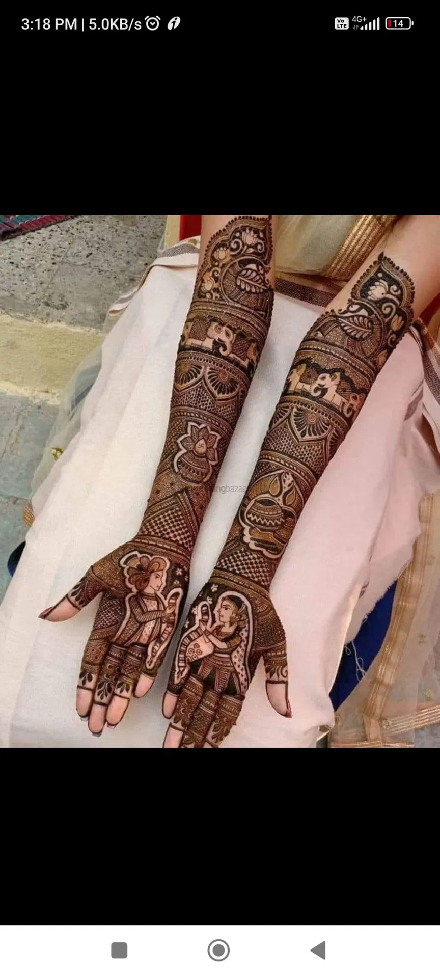 Heavy Front Hand Mehndi Design with Figures