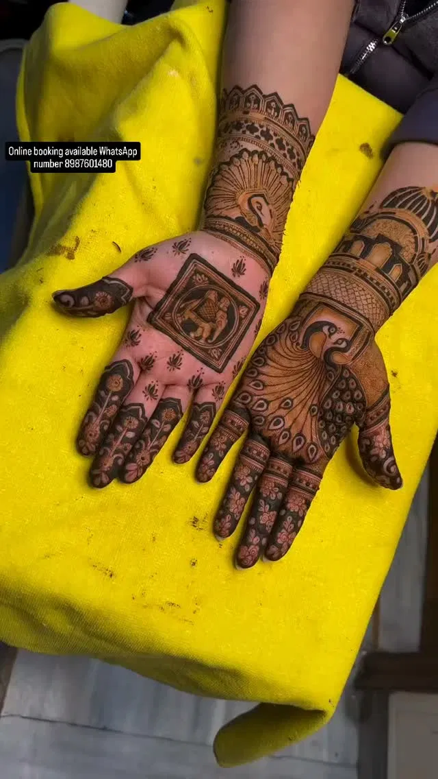 Front Hand Mehndi Design with Figures (17)