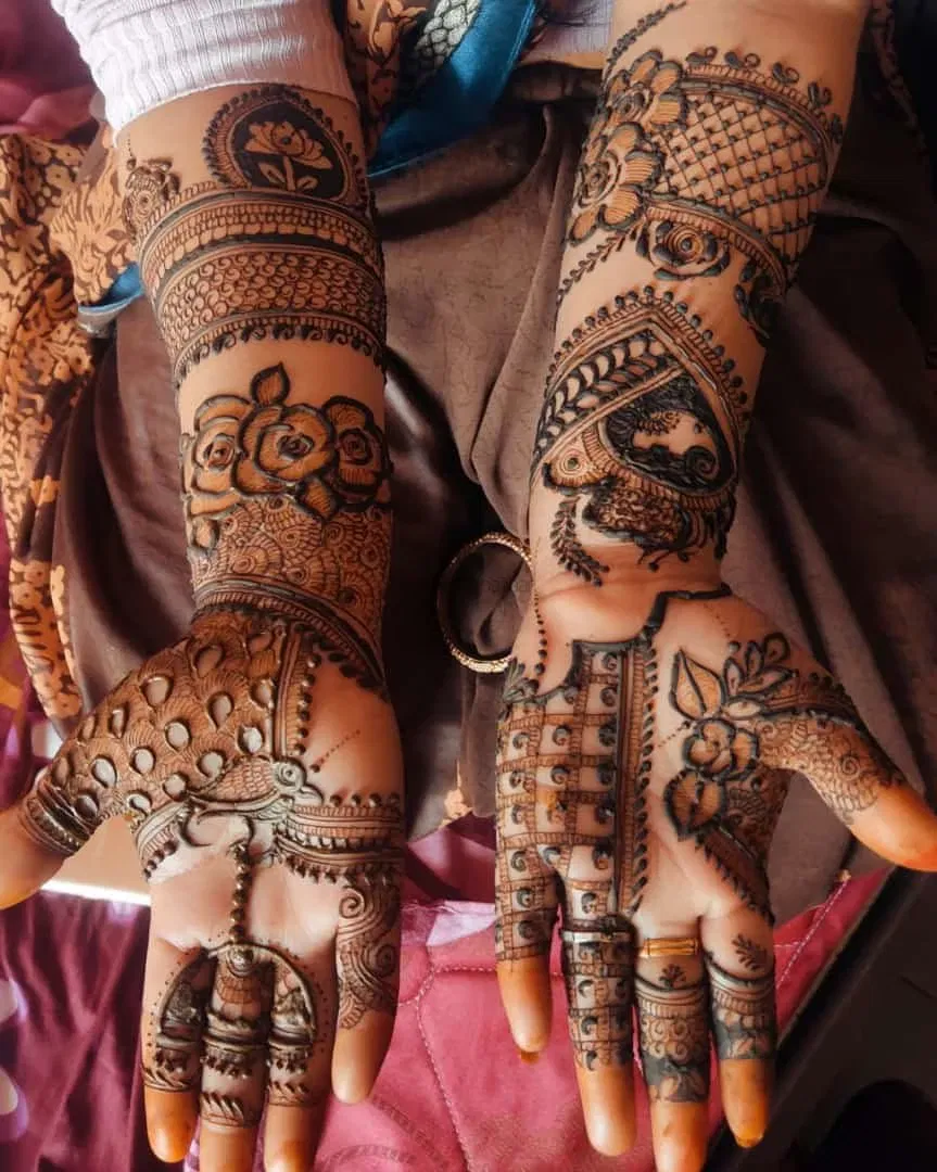 Back Hand Mehndi Design with Figures