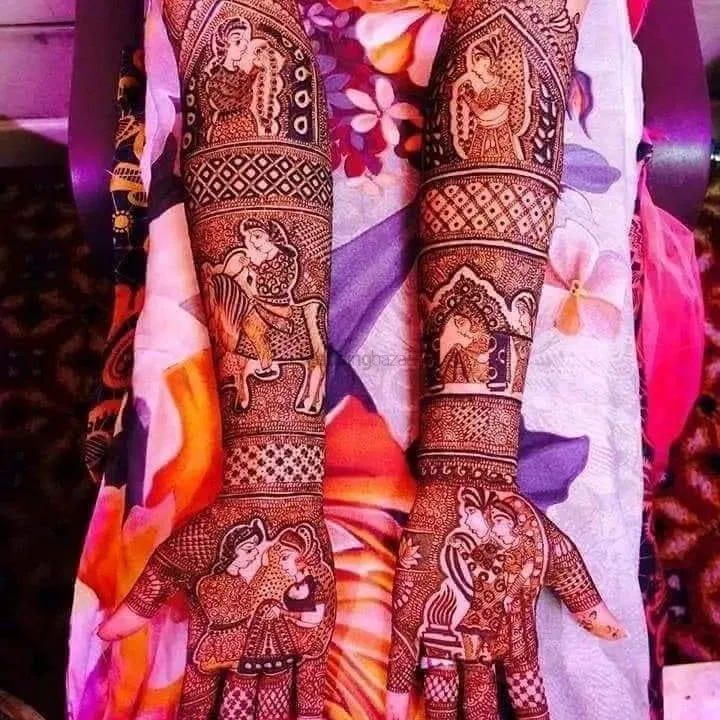 Full Hand Mehndi Design with Figures (2)