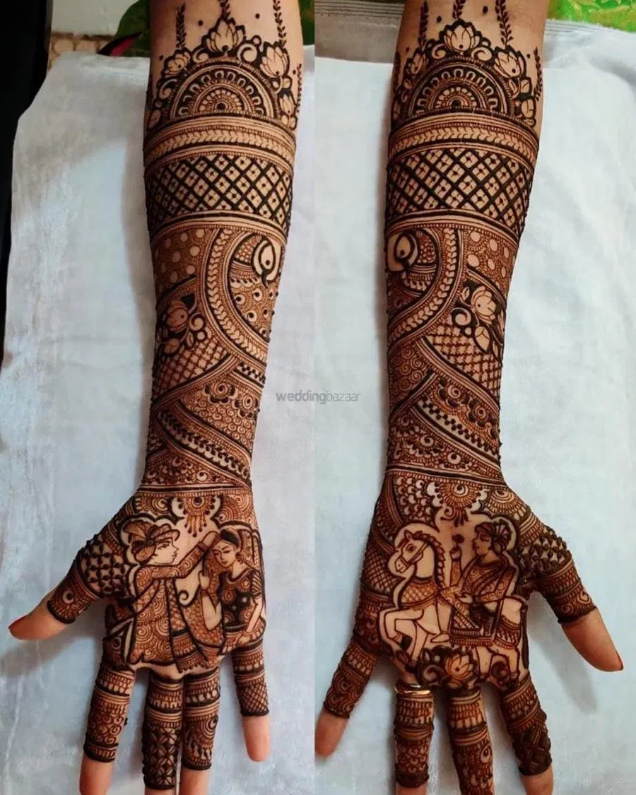 Heavy Front Hand Mehndi Design with Figures (5)