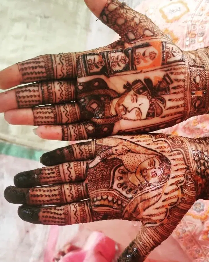 Back Hand Mehndi Design with Figures