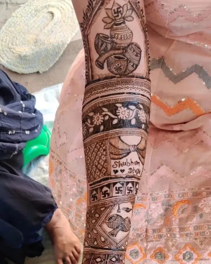 Full Hand Mehndi Design with Figures
