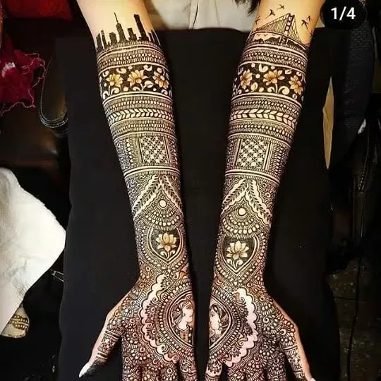 Full Hand Mehndi Design with Figures (2)