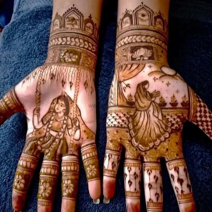 Front Hand Mehndi Design with Figures