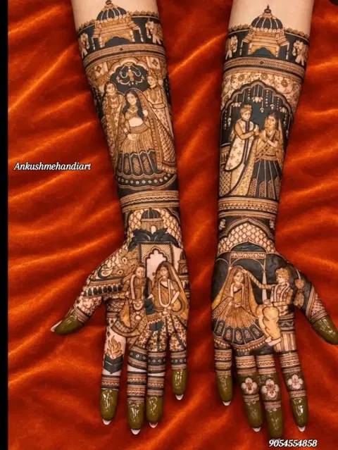 figure full hand mehndi design