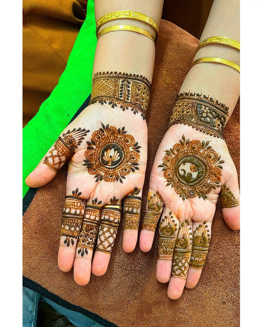 Back Hand Mehndi Design with Gol Tikki
