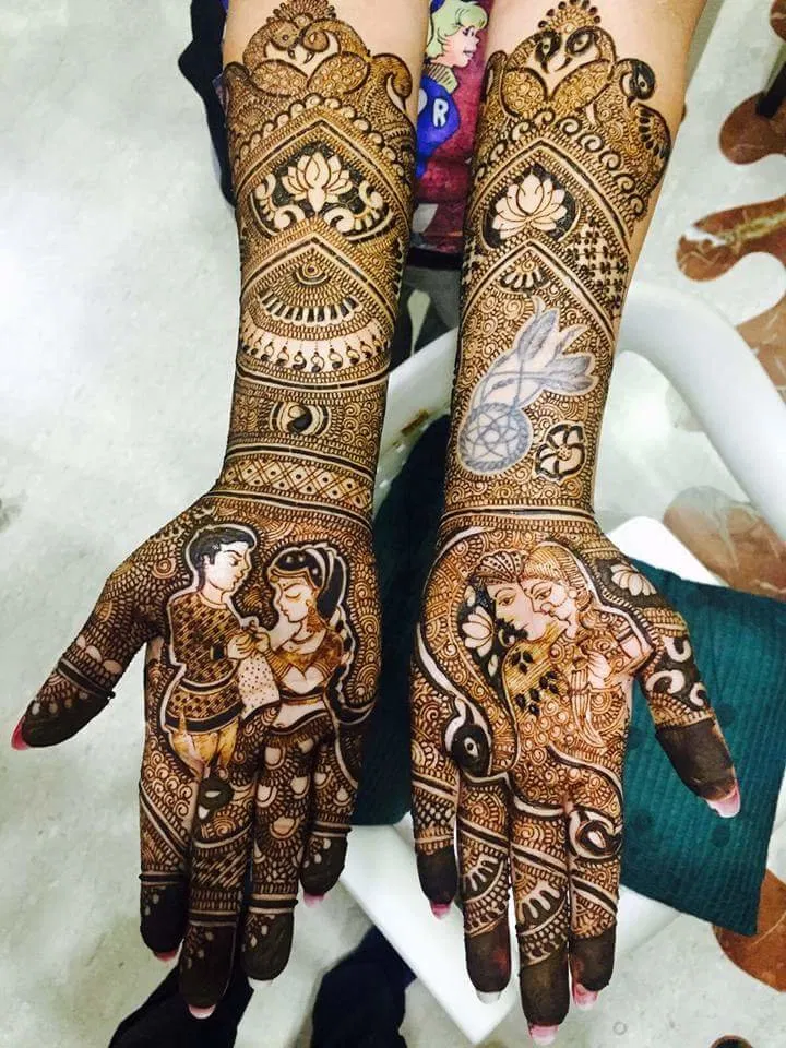 Front Hand Mehndi Design with Figures