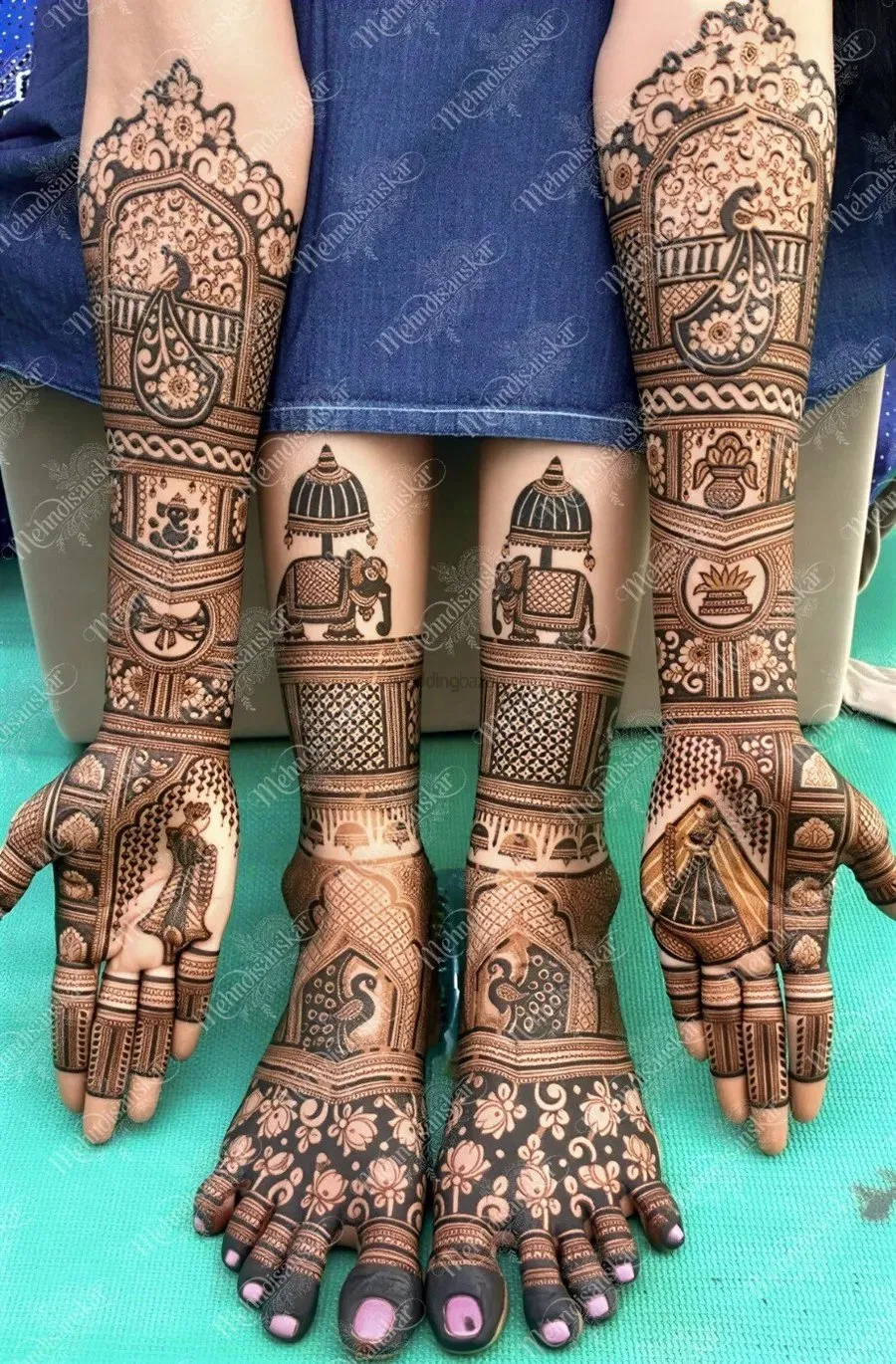 Front Hand Mehndi Design with Figures