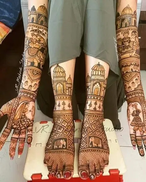 Front Hand Mehndi Design with Figures