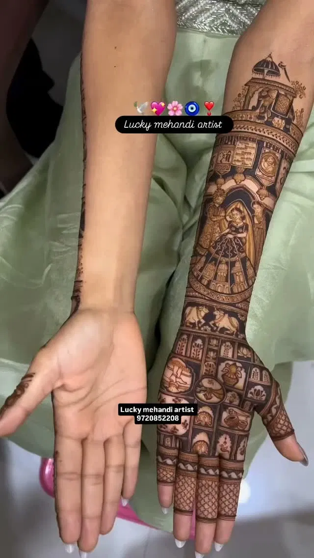 Front Hand Mehndi Design with Figures