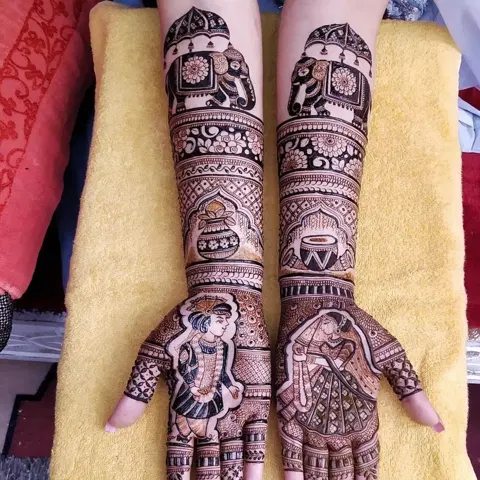 figure full hand mehndi design