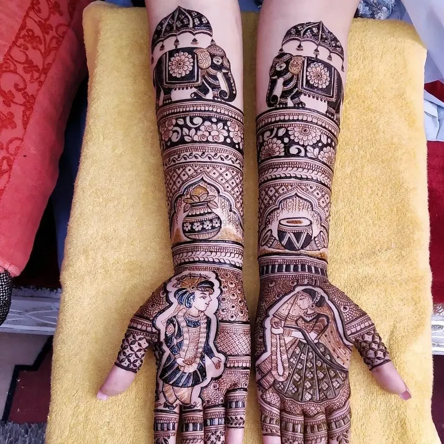 Full Hand Mehndi Design with Figures