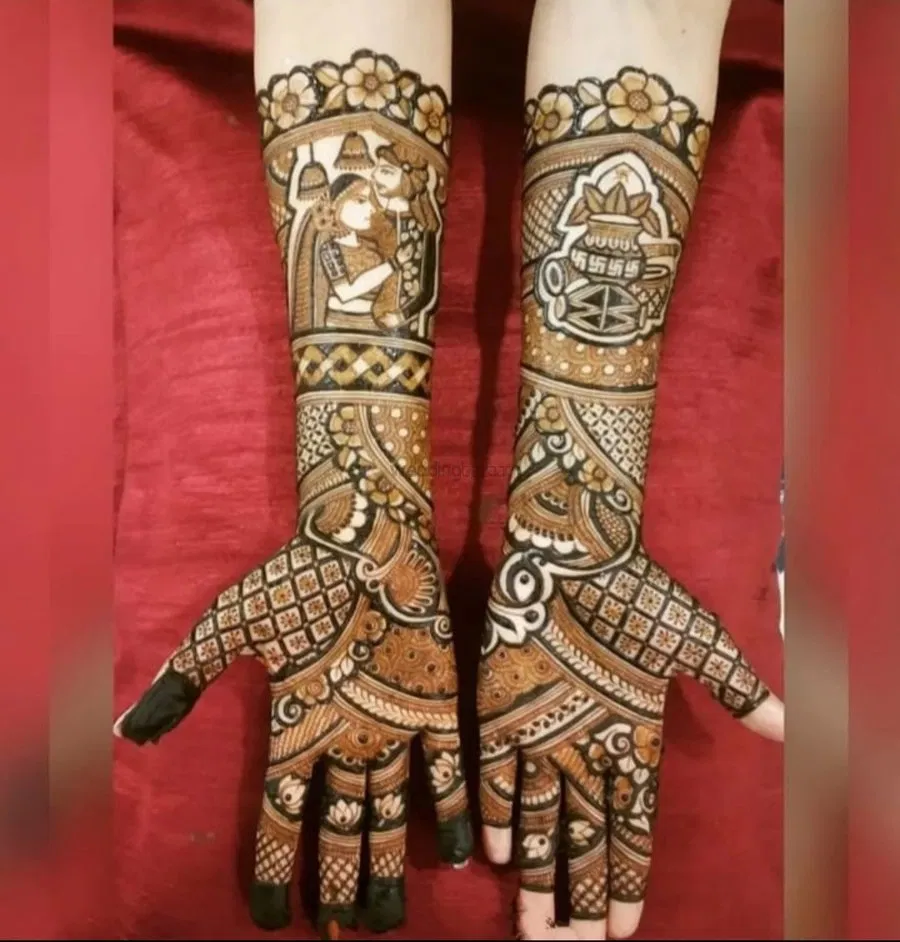Full Hand Mehndi Design with Figures